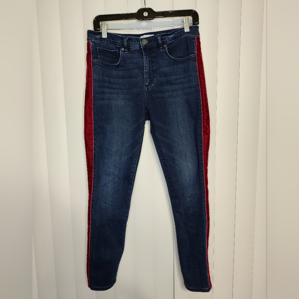 LOFT dark blue jeans with red stripe sides size 28/6
